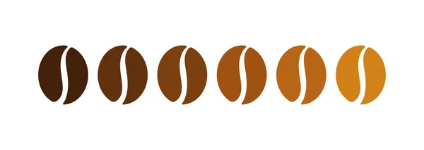 Coffee Beans Roast Level Collection Vector Illustration — Stock Vector