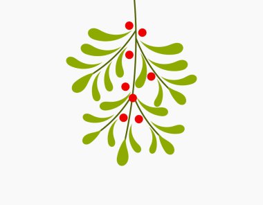 Ökse otu bitkisi sallanıyor. Noel vektör illüstrasyonu.
