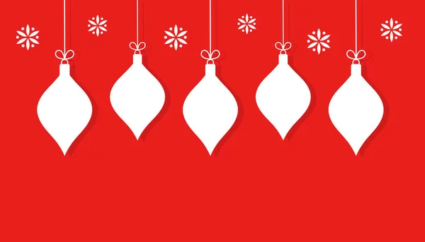 Adornos Blancos Navideños Sobre Fondo Rojo Ilustración Vectorial — Vector de stock