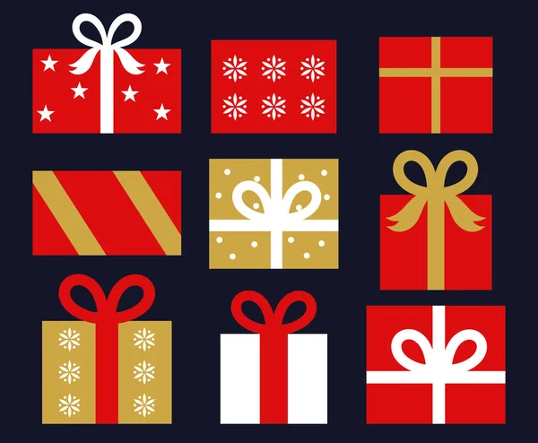 Kerstcadeautjes Collectie Vectorillustratie — Stockvector