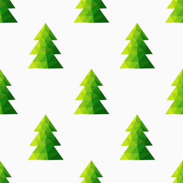 Polygonale Kerstbomen Groen Naadloos Patroon Vectorillustratie — Stockvector