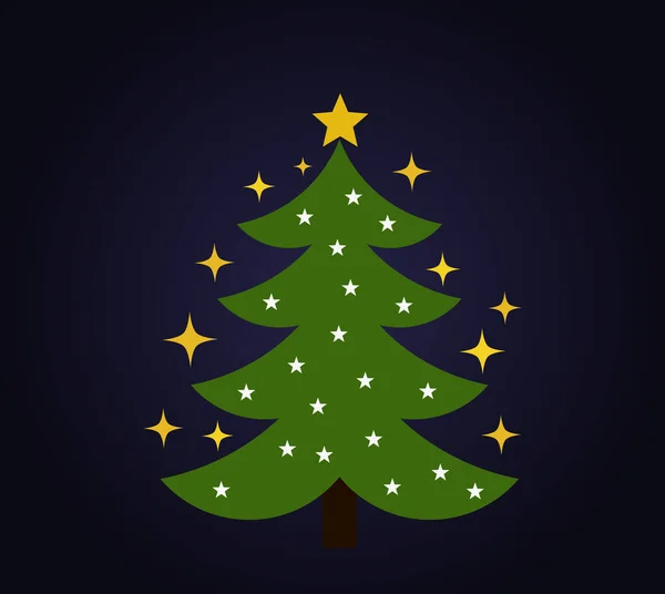 Árvore Natal Brilhante Com Decoração Estrelas Cintilantes Ilustração Vetorial —  Vetores de Stock