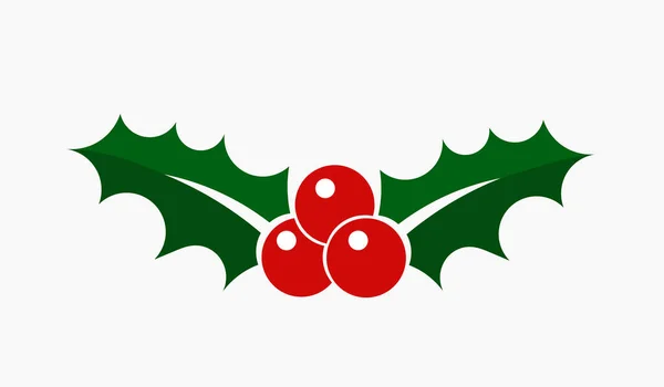 クリスマスホリーベリー植物のシンボルアイコン ベクターイラスト — ストックベクタ