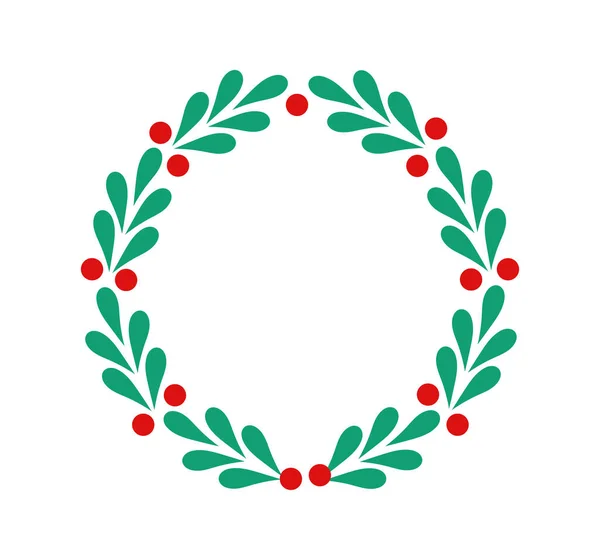 Kerst Maretak Krans Decoratieve Symbool Vectorillustratie — Stockvector