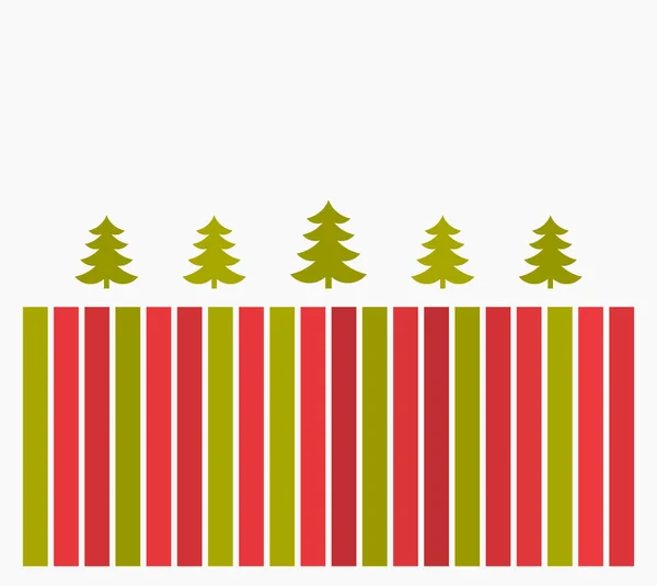 Listras Vermelhas Verdes Com Fundo Cartão Árvores Natal Ilustração Vetorial — Vetor de Stock