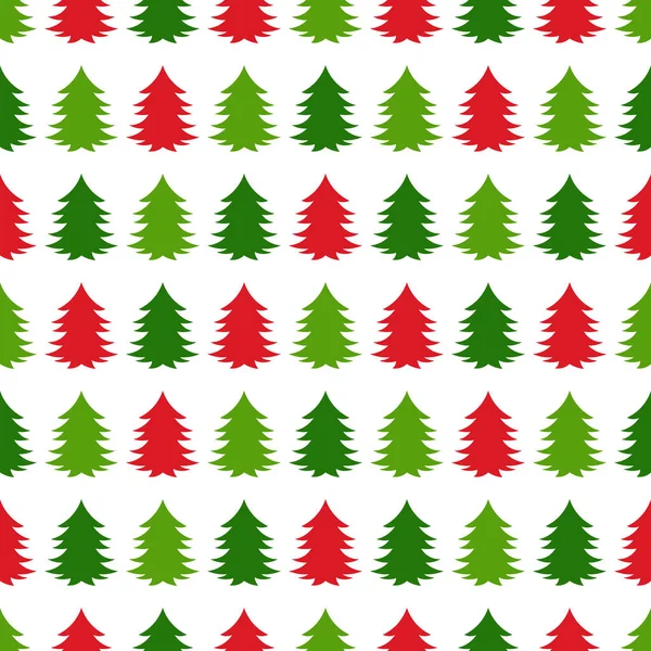 Árboles Navidad Verde Rojo Patrón Sin Costura Ilustración Vectorial — Archivo Imágenes Vectoriales