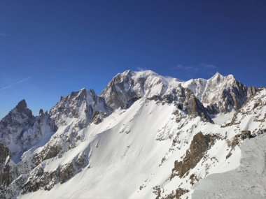 Mont Blanc dağı, kış Alpleri manzarası İtalya 'dan.