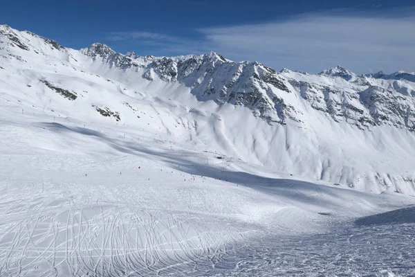 Skipiste Rosiere Frankrijk Franse Alpen Winter Bergen Landschap — Stockfoto