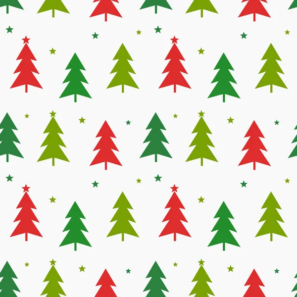 Arbres Noël Motif Sans Couture Rouge Vert Illustration Vectorielle — Image vectorielle