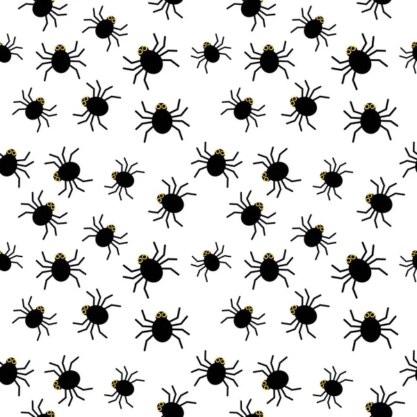 Schwarze Spinnen Nahtloses Halloween Muster Vektorillustration — Stockvektor