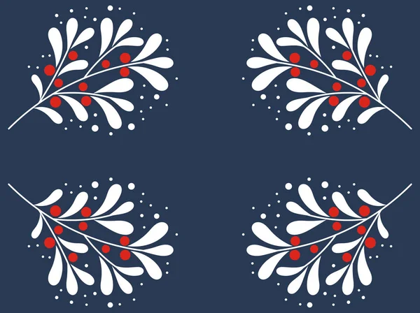Natale Rami Vischio Bianco Inverno Blu Sfondo Carta Illustrazione Vettoriale — Vettoriale Stock