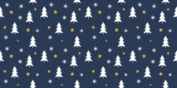 Kerstbomen Winternacht Naadloos Patroon Vectorillustratie — Stockvector