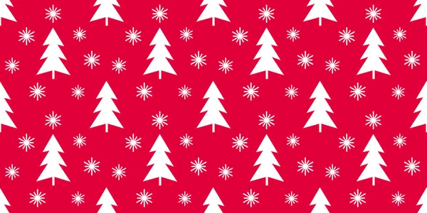 クリスマスツリーの赤と白のシームレスなパターン ベクターイラスト — ストックベクタ