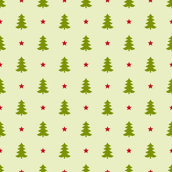 Arbres Noël Étoiles Design Papier Peint Motif Sans Couture Illustration — Image vectorielle