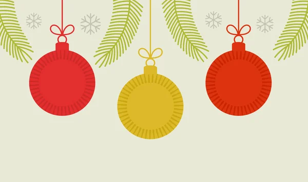 Kerst Ornamenten Opknoping Ballen Vintage Stijl Kaart Vectorillustratie — Stockvector