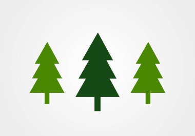 Üç yeşil Noel ağacı. Vektör illüstrasyonu.