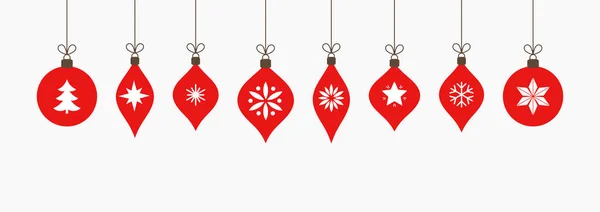 Natal Decorativo Pendurado Bolas Vermelhas Ornamentos Ilustração Vetorial — Vetor de Stock