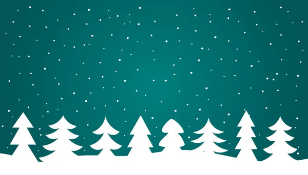 Vánoční Stromky Noční Zimní Krajině Vektorová Ilustrace Vánoční Přání — Stockový vektor