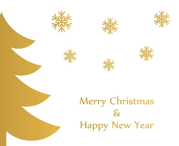 Árvore Natal Cartão Felicitações Douradas Ilustração Vetorial — Vetor de Stock
