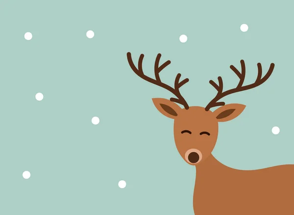 Carino Sfondo Invernale Renne Illustrazione Vettore Natale — Vettoriale Stock