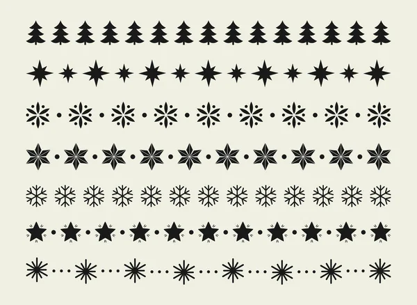 Christmas Dekoracyjne Granice Dzielą Elementy Projektu Ilustracja Wektora — Wektor stockowy