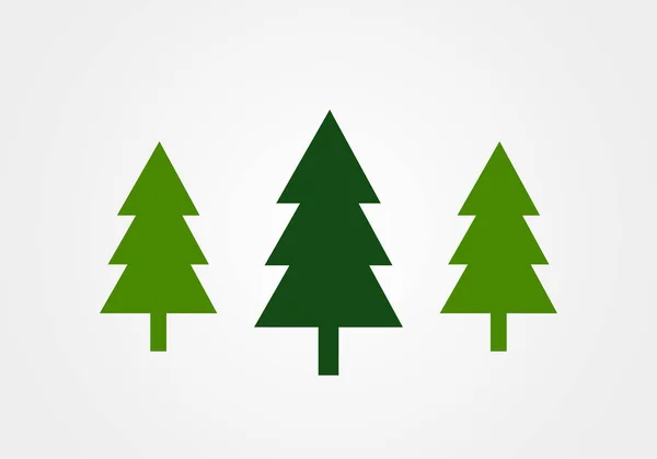 Tre Gröna Julgranar Vektorillustration — Stock vektor