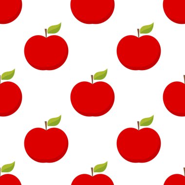Yaprakları pürüzsüz kırmızı elmalar. Vektör illüstrasyonu.