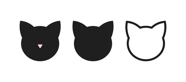 Conjunto Iconos Cabeza Gato Ilustración Vectorial — Vector de stock