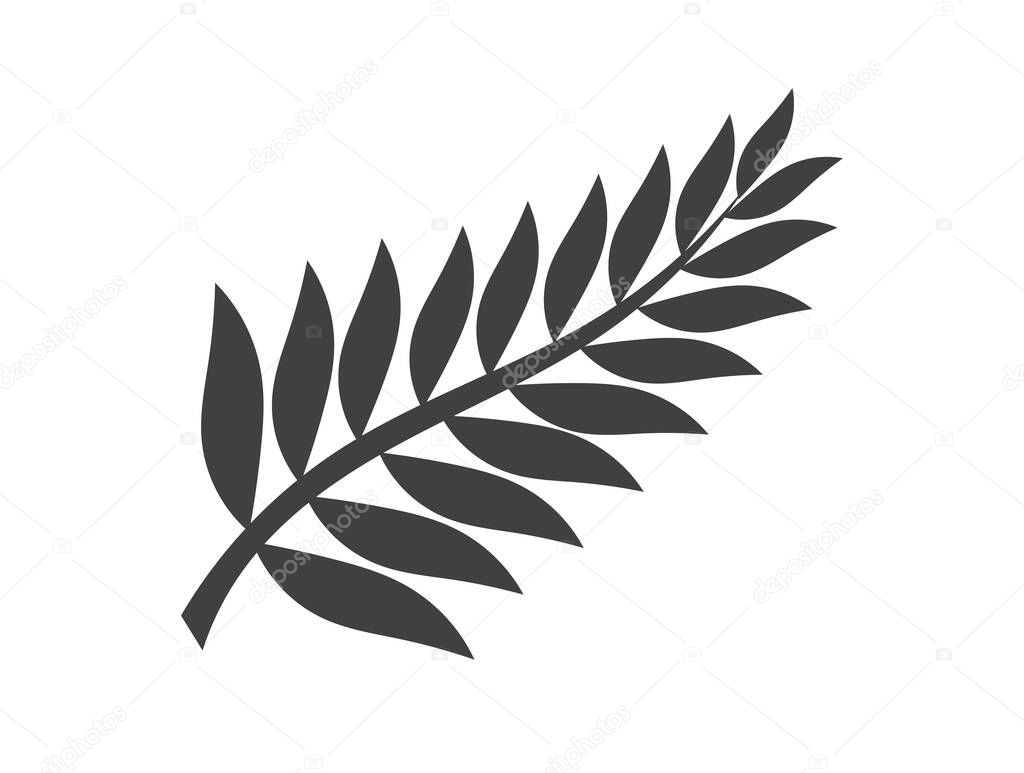 Fern or palm leaf black icon. Vector illustration.
