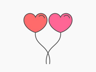 İki kupa balonu. Aşk konsepti. Vektör illüstrasyonu.