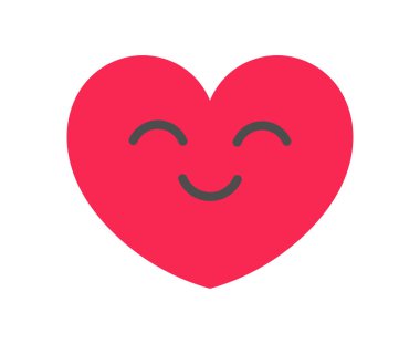 Gülümseyen sevimli kalp ikonu. Vektör illüstrasyonu.