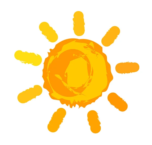 Símbolo Sol Laranja Pintado Ilustração Vetorial — Vetor de Stock