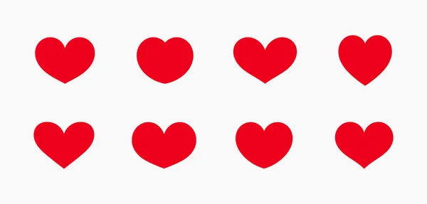 Röda Hjärter Ikoner Inställda Vektorillustration — Stock vektor