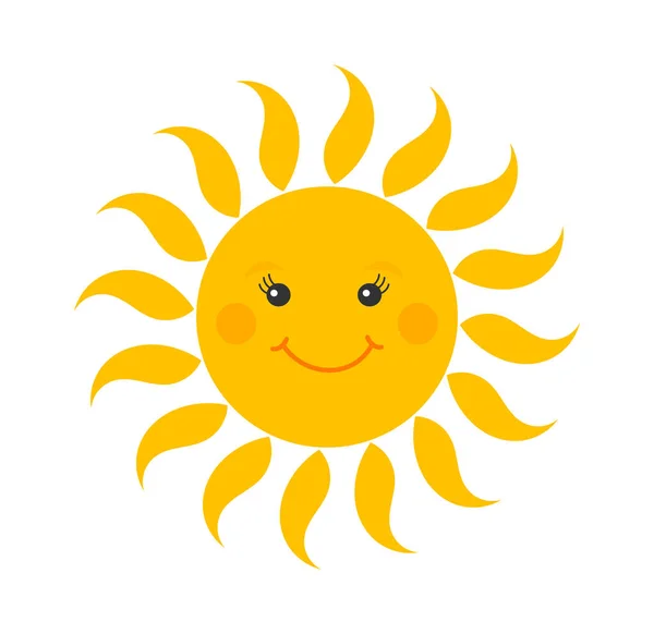 Leuke Glimlachende Zon Cartoon Icoon Vectorillustratie — Stockvector