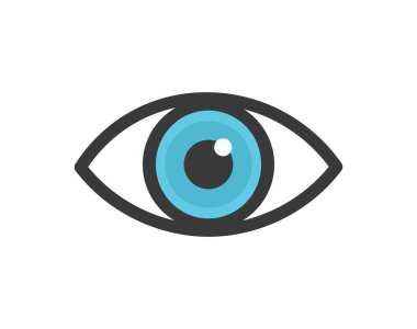 Mavi göz ikonu. Vektör illüstrasyonu.