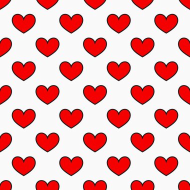Kırmızı kalpler kusursuz desen. Vektör illüstrasyonu.