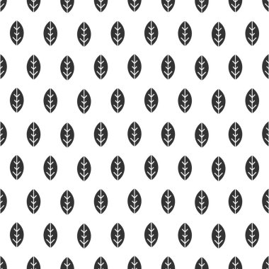 Beyaz arka planda siyah yapraklar var. Vektör illüstrasyonu.