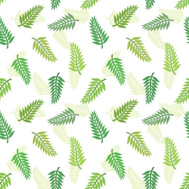 Eğreltiotu ya da palmiye yeşili yapraklar pürüzsüz. Vektör illüstrasyonu.