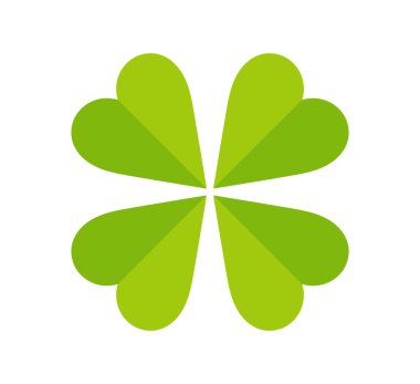 Dört yapraklı yeşil yonca simgesi. Aziz Patrick Günü yonca vektör illüstrasyonu.