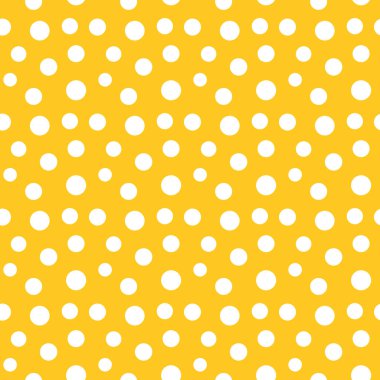 Sarı noktalı, pürüzsüz desen. Sarı arka planda beyaz noktalar. Vektör illüstrasyonu.