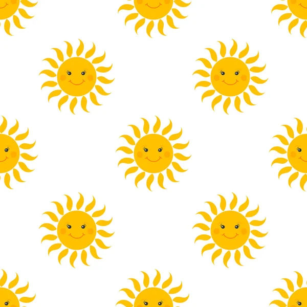 Sonriendo Soles Patrón Sin Costuras Soles Fondo Ilustración Vectorial — Archivo Imágenes Vectoriales