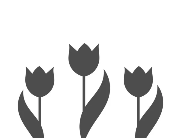 Flores Tulipanes Negros Sobre Fondo Blanco Tulipán Forma Vector Ilustración — Archivo Imágenes Vectoriales