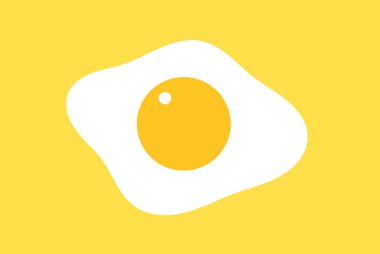 Sarı arka planda sahanda yumurta ikonu. Kahvaltı yumurtası. Vektör illüstrasyonu