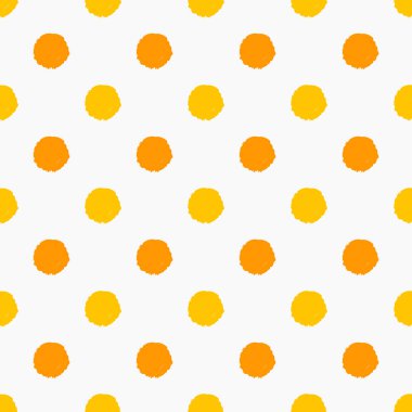 Sarı ve turuncu karalama puantiyeli noktalar pürüzsüz desen. Vektör illüstrasyonu.