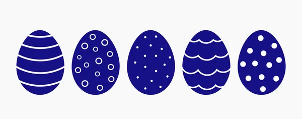 Collezione Easter Eggs Blue Illustrazione Decorata Del Vettore Delle Uova — Vettoriale Stock