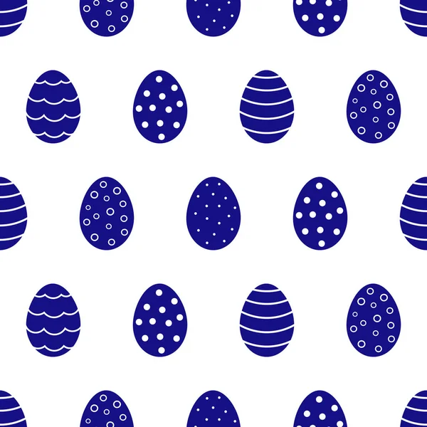 Huevos Pascua Patrón Azul Ilustración Vectorial Huevos Pascua Decorados — Vector de stock