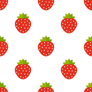Çilek desenli. Yabani çilek. Vektör illüstrasyonu.