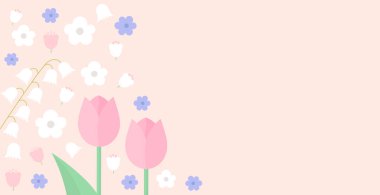 Çiçek arkaplanı. Parlak bahar pastel çiçekli çiçek kartı. Vektör illüstrasyonu.