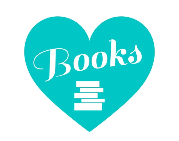 Blue Heart Books Book Lover Emblem Vector Illustration — ストックベクタ
