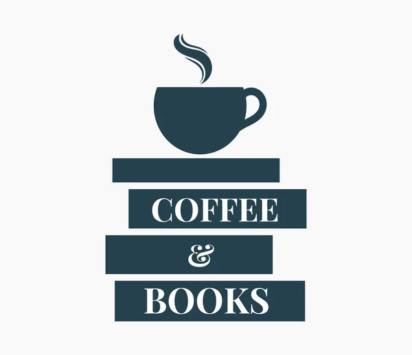 Coffee Books Books Pile Coffee Cup Vector Illustration — Stock Vector